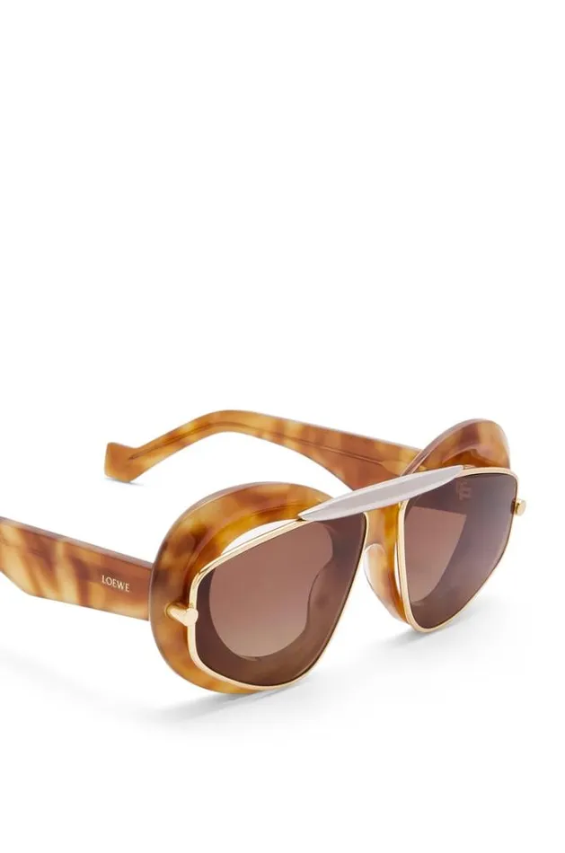 Loewe Wing Double Frame Sunglasses In Acetate And Metal Havanabrown Women Sunglasses