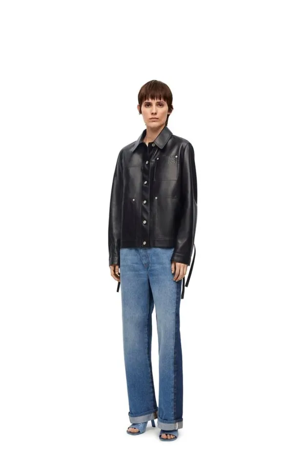 Loewe Workwear Jacket In Nappa Lambskin Black Women Leather