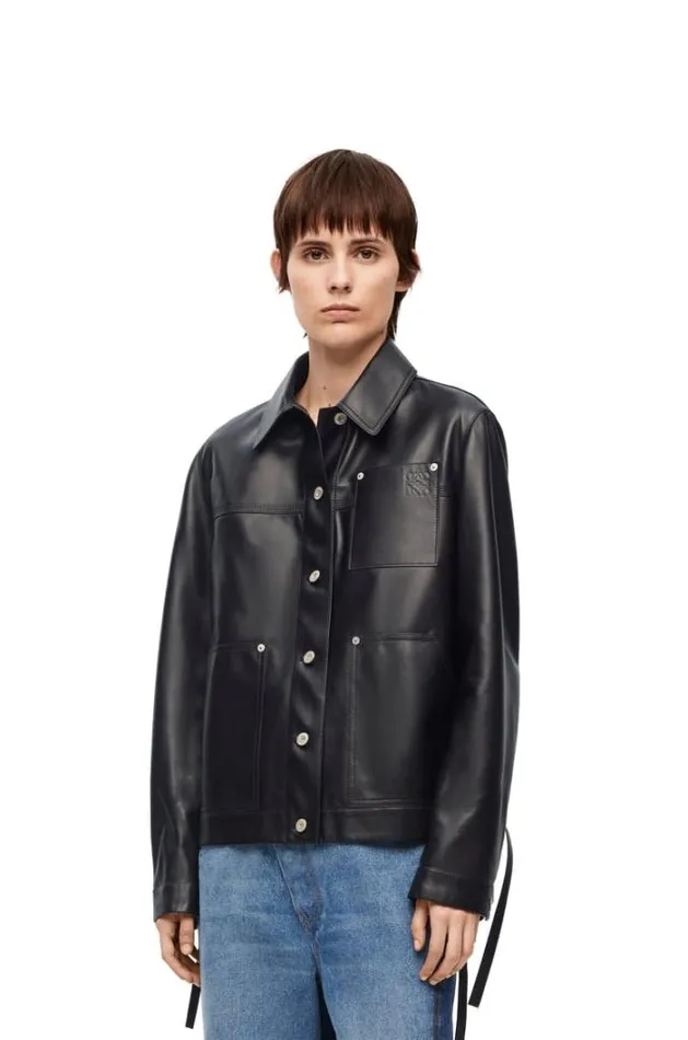Loewe Workwear Jacket In Nappa Lambskin Black Women Leather