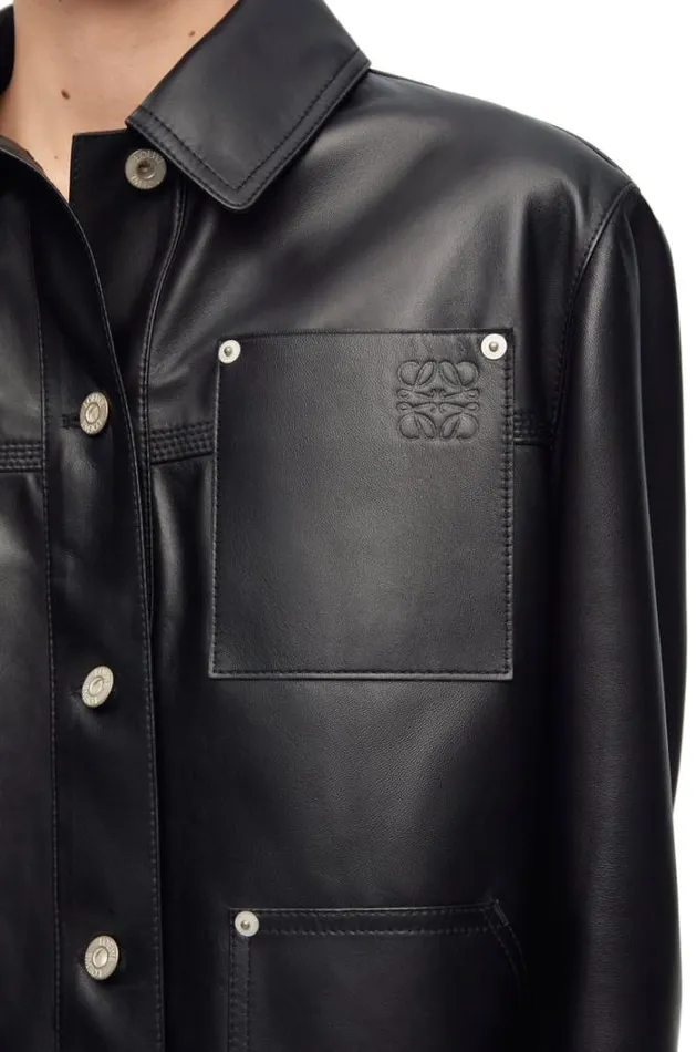 Loewe Workwear Jacket In Nappa Lambskin Black Women Leather
