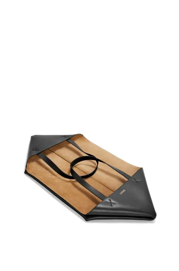 Loewe XL Puzzle Fold Tote In Shiny Calfskin Black Women Tote and Top Handle Bags