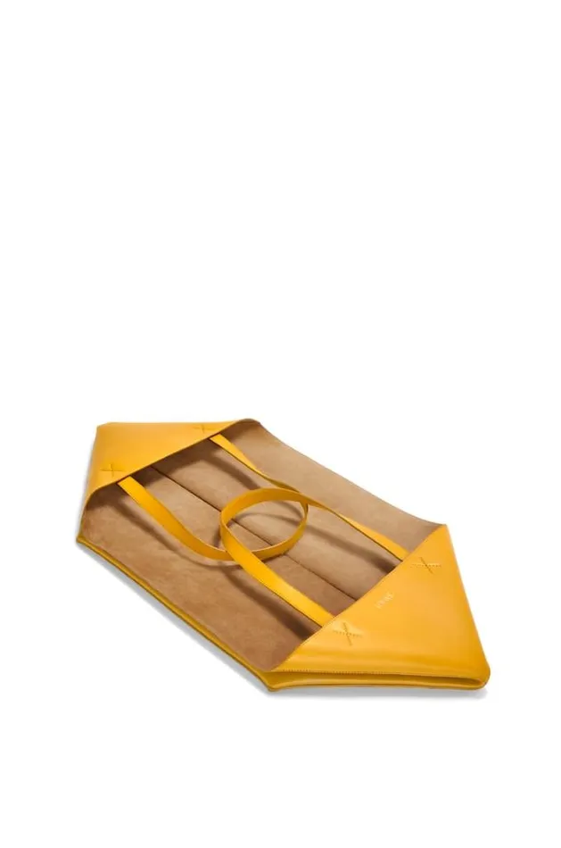 Loewe XL Puzzle Fold Tote In Shiny Calfskin Sunflower Men Tote Bags