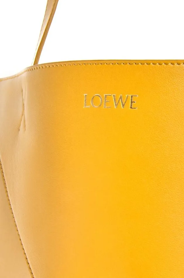 Loewe XL Puzzle Fold Tote In Shiny Calfskin Sunflower Men Tote Bags