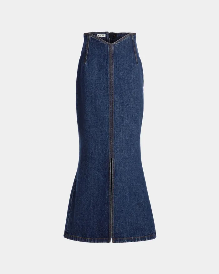 Long Skirt In Medium Blue Cotton Women Bally Dresses and Skirts