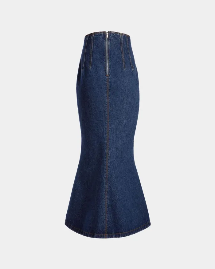 Long Skirt In Medium Blue Cotton Women Bally Dresses and Skirts