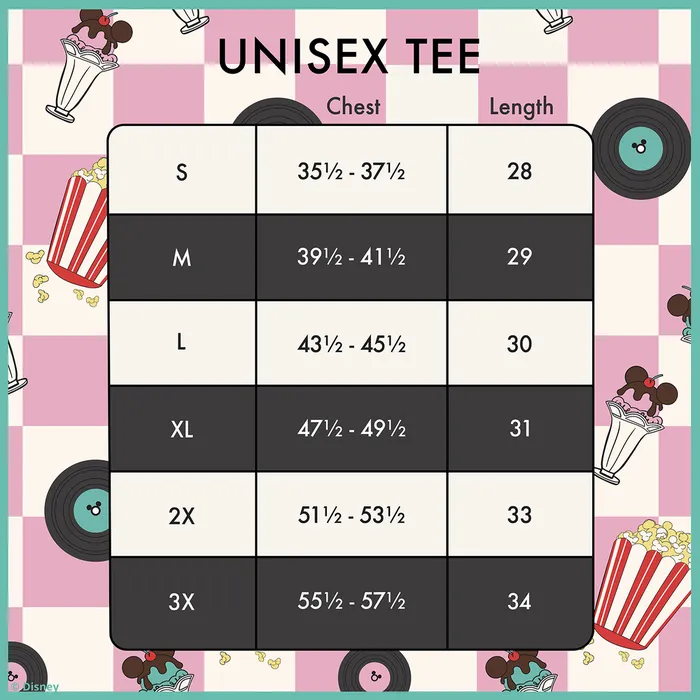 Loungefly Apparel Unisex Mickey and Minnie Date Night Diner Checkered AllOver Print Tee Loungefly Apparel Unisex Mickey and Minnie Date Night Diner Checkered AllOver Print Tee