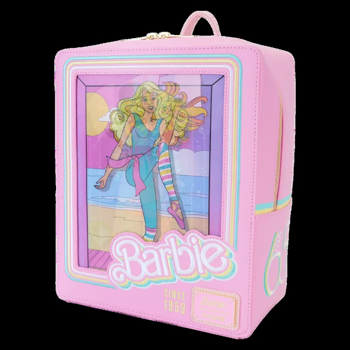 Loungefly Backpacks Unisex Barbie 65th Anniversary Doll Box Triple Lenticular Mini Backpack