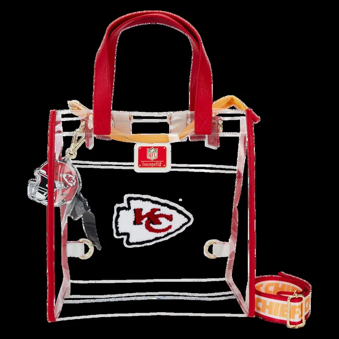 Loungefly Backpacks Unisex NFL Kansas City Chiefs Clear Convertible Backpack and Tote Bag Loungefly Backpacks Unisex NFL Kansas City Chiefs Clear Convertible Backpack and Tote Bag