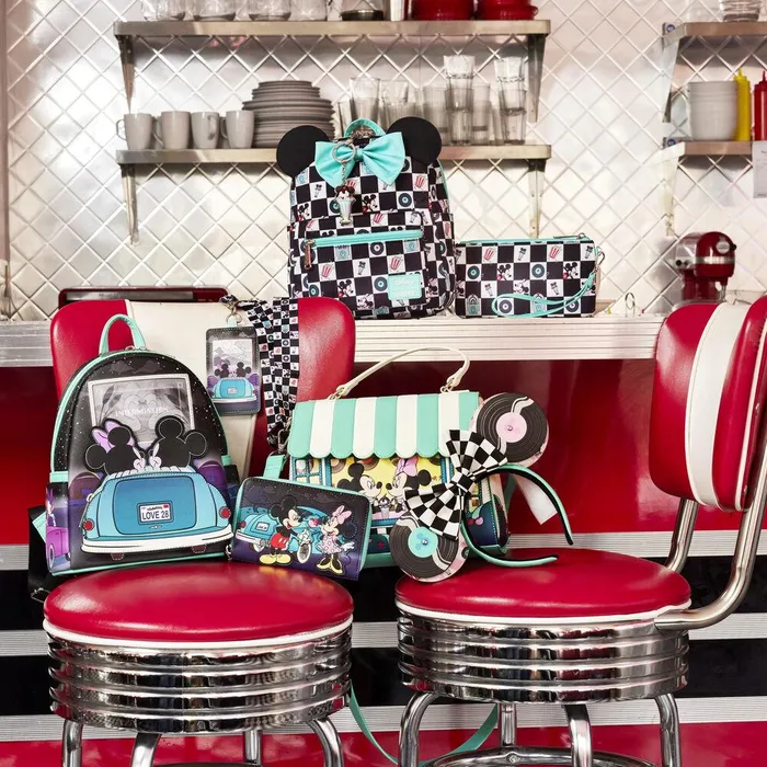 Loungefly Bags and Wallets Unisex Mickey and Minnie Date Night DriveIn Zip Around Wallet
