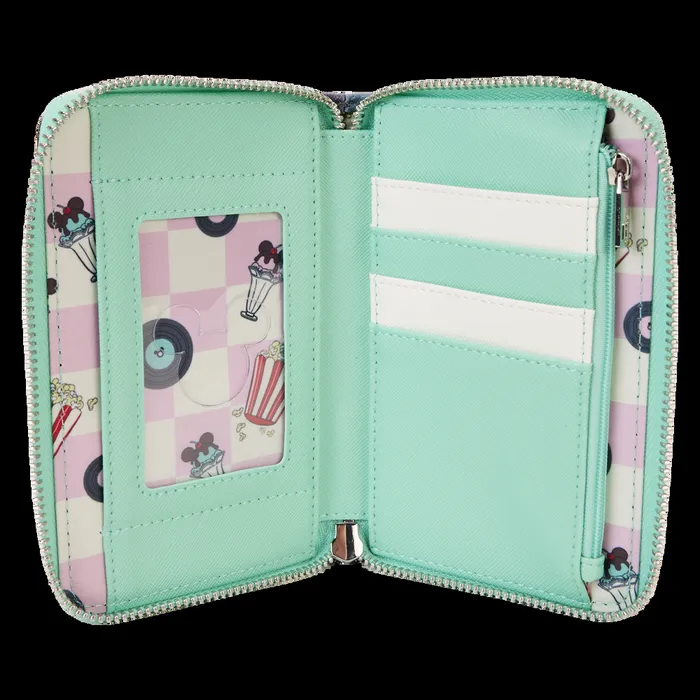 Loungefly Bags and Wallets Unisex Mickey and Minnie Date Night DriveIn Zip Around Wallet