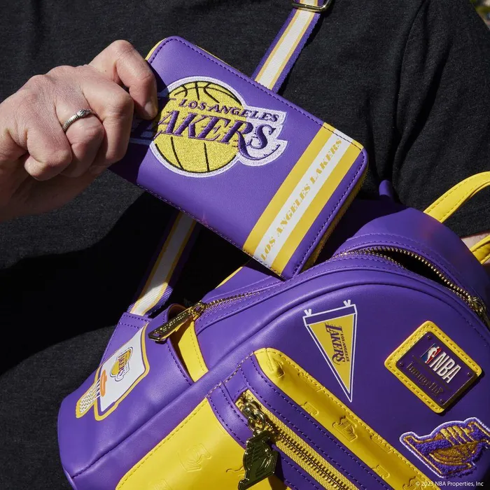 Loungefly Bags and Wallets Unisex NBA Los Angeles Lakers Patch Icons Zip Around Wallet
