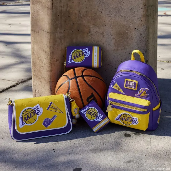 Loungefly Bags and Wallets Unisex NBA Los Angeles Lakers Patch Icons Zip Around Wallet