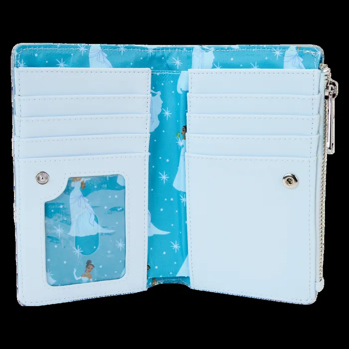 Loungefly Bags and Wallets Unisex The Princess And The Frog Tiana Blue Gown Glitter Cosplay Flap Wallet