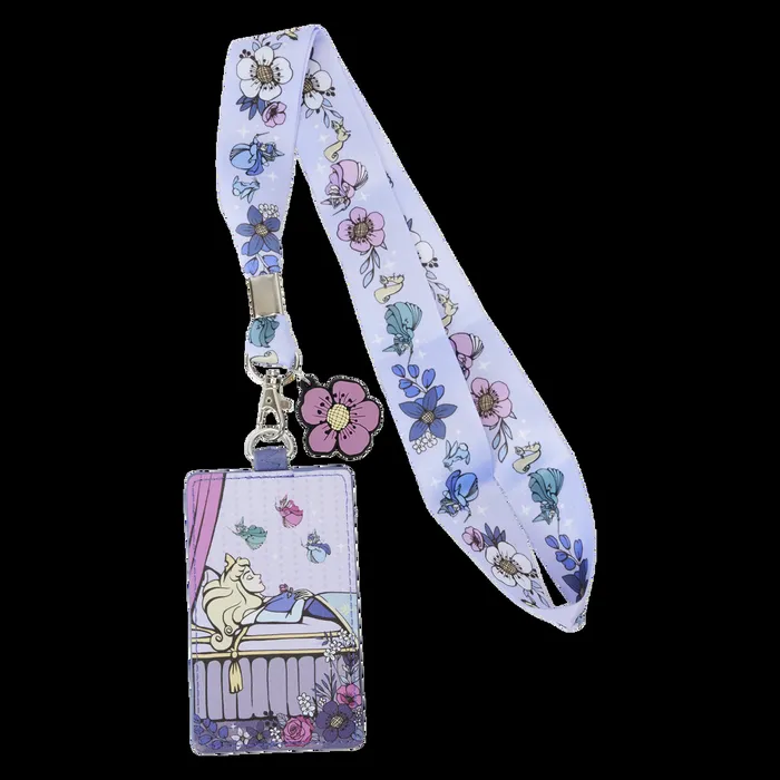 Loungefly Small Accessories Unisex Sleeping Beauty 65th Anniversary Floral Scene Lanyard With Card Holder Loungefly Small Accessories Unisex Sleeping Beauty 65th Anniversary Floral Scene Lanyard With Card Holder