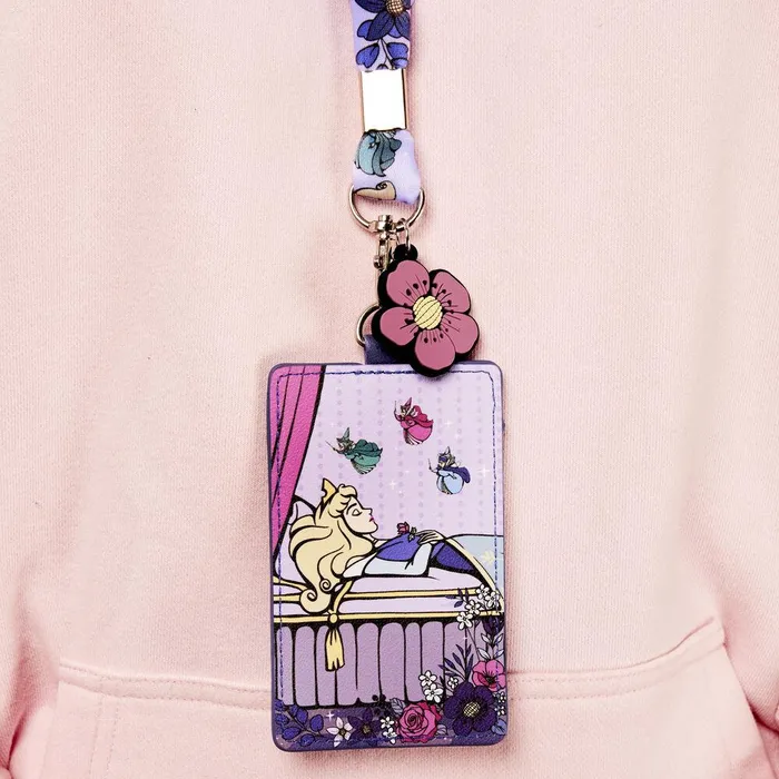 Loungefly Small Accessories Unisex Sleeping Beauty 65th Anniversary Floral Scene Lanyard With Card Holder Loungefly Small Accessories Unisex Sleeping Beauty 65th Anniversary Floral Scene Lanyard With Card Holder