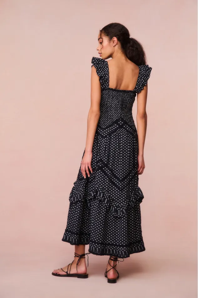LoveShackFancy Brin Cotton Bow Dress Midnight Snowfall Women Dresses