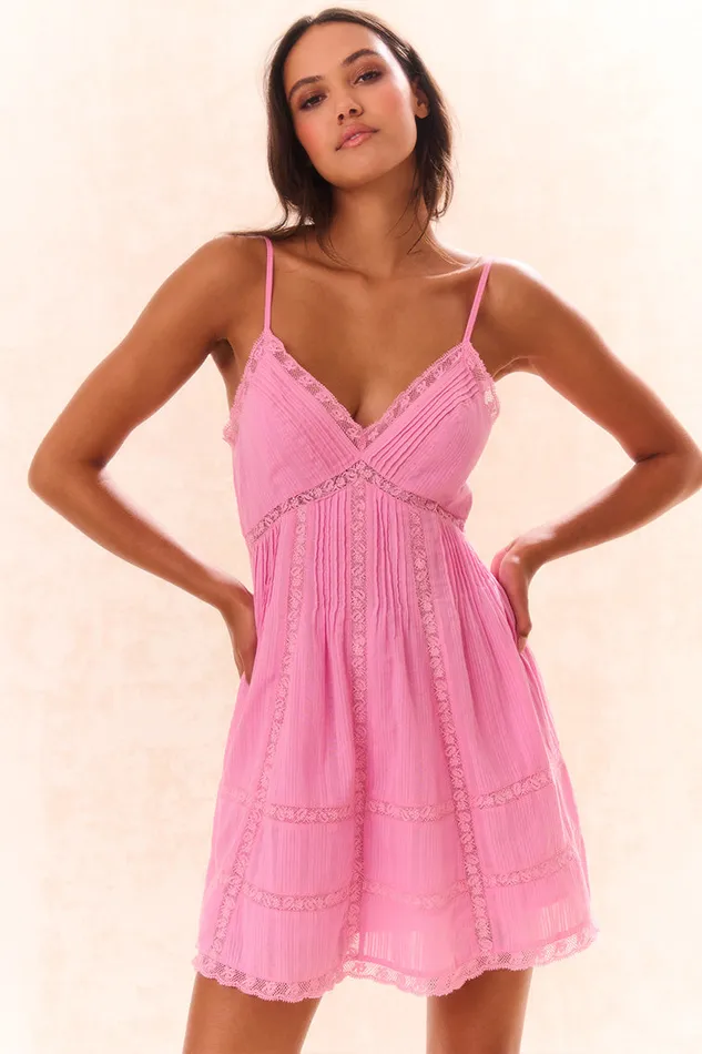 LoveShackFancy Docila Cotton Mini Dress Pink Women Dresses