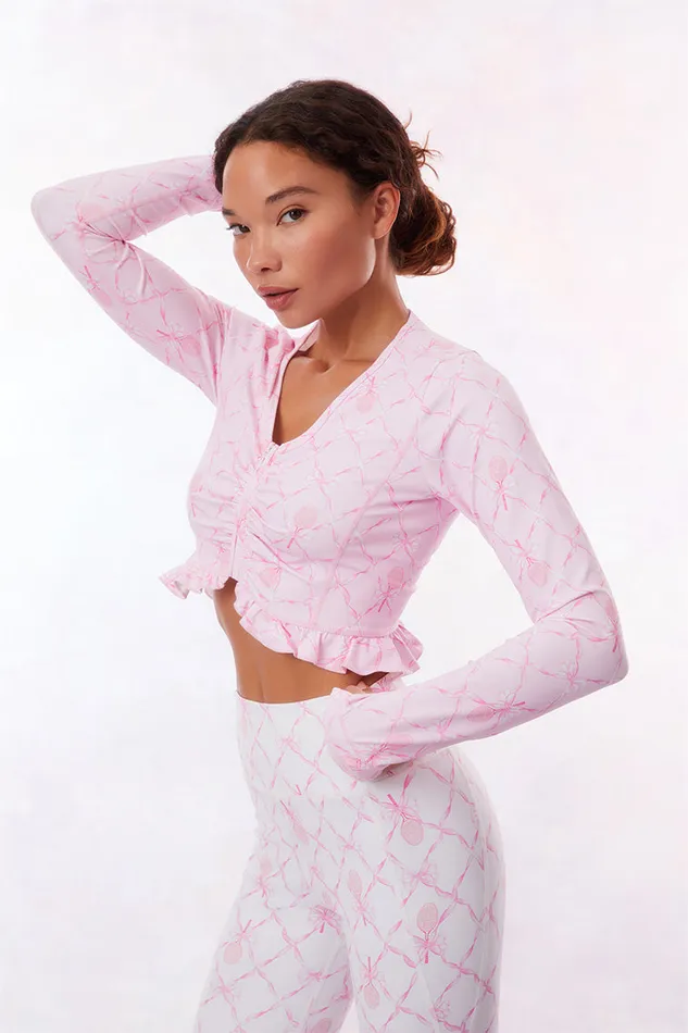 LoveShackFancy Medway ZipUp Active Jacket Candy Lipstick Women Active