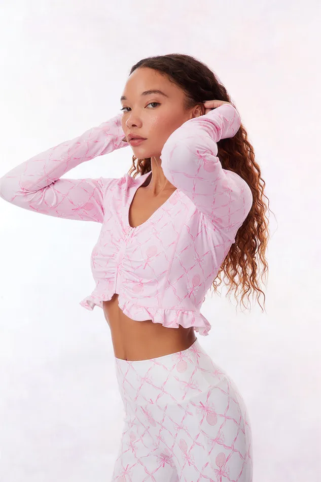 LoveShackFancy Medway ZipUp Active Jacket Candy Lipstick Women Active