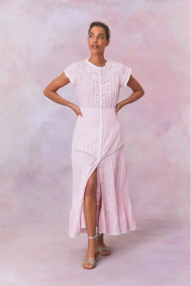 LoveShackFancy Remi Cotton Stripe Maxi Dress Captiva Pink WomenKids Dresses
