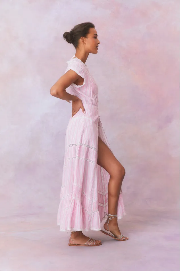 LoveShackFancy Remi Cotton Stripe Maxi Dress Captiva Pink WomenKids Dresses