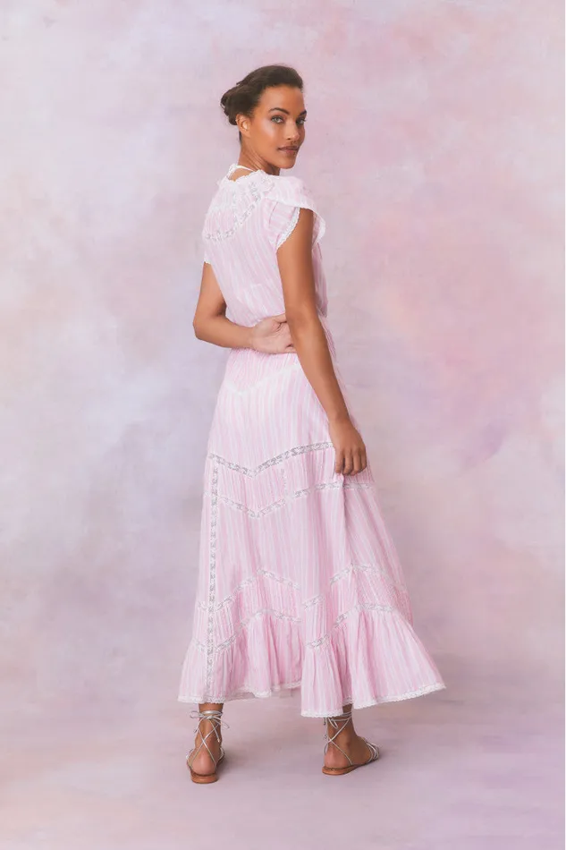 LoveShackFancy Remi Cotton Stripe Maxi Dress Captiva Pink WomenKids Dresses