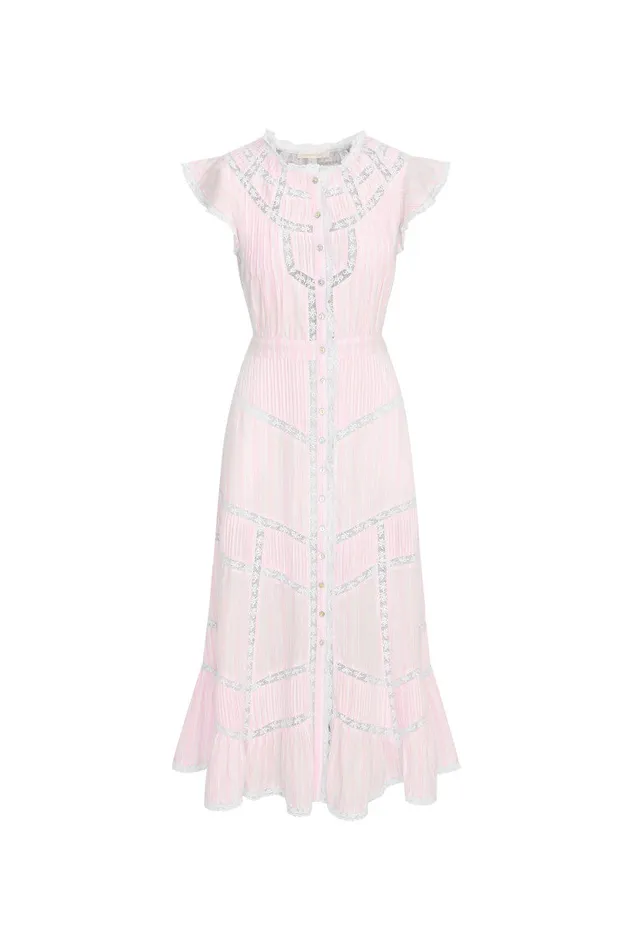 LoveShackFancy Remi Cotton Stripe Maxi Dress Captiva Pink WomenKids Dresses