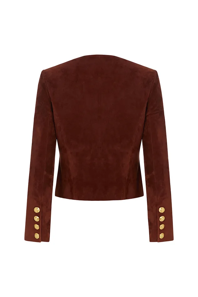 LoveShackFancy Susanna Chow New York Tessa Suede Jacket Brown Women Jackets and Coats