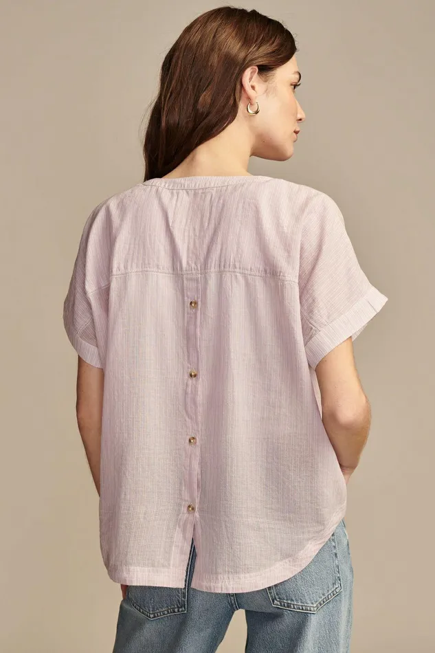 Lucky Brand All Tops Camp Shirt Popover Diffused Orchid Stri 8211 Women