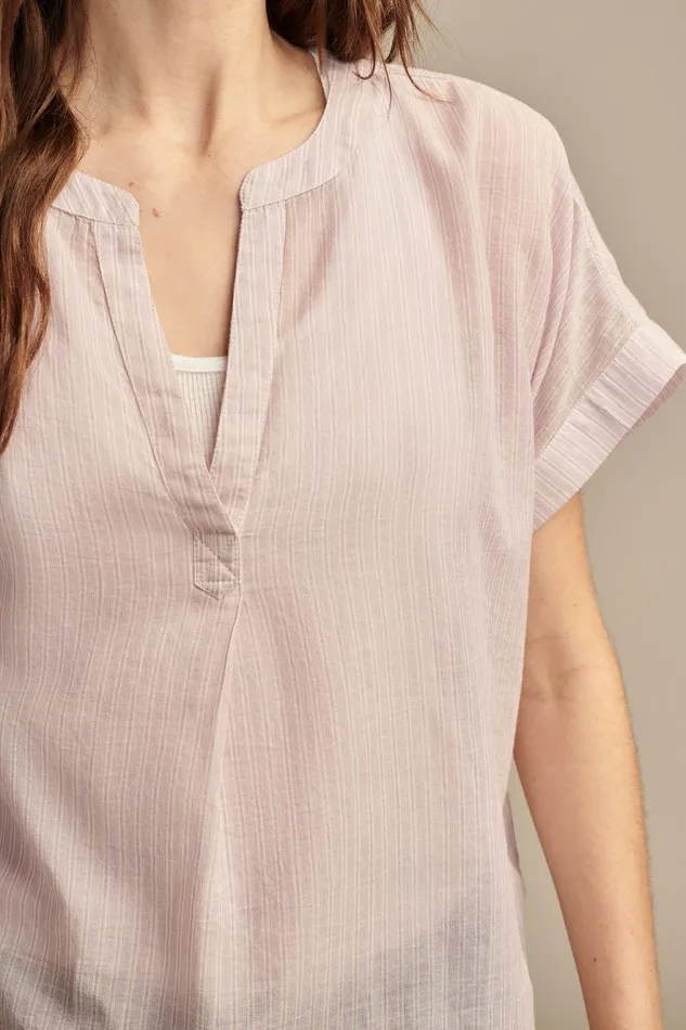 Lucky Brand All Tops Camp Shirt Popover Diffused Orchid Stri 8211 Women