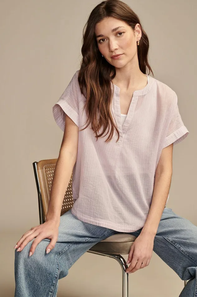 Lucky Brand All Tops Camp Shirt Popover Diffused Orchid Stri 8211 Women