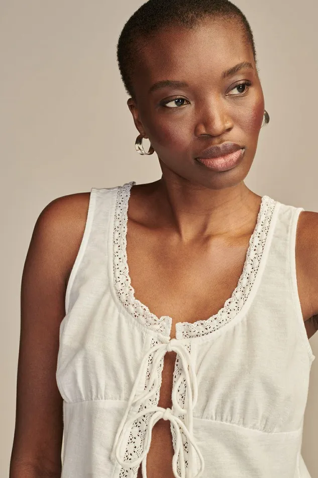 Lucky Brand All Tops Flyaway Sleeveless Lace Tank Bright White 8211 Women