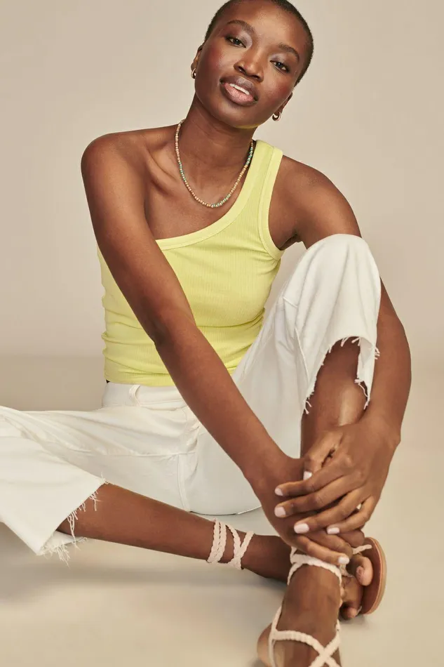 Lucky Brand All Tops One Shoulder Tank Lime Sherbet 8211 Women Lucky Brand All Tops One Shoulder Tank Lime Sherbet 8211 Women