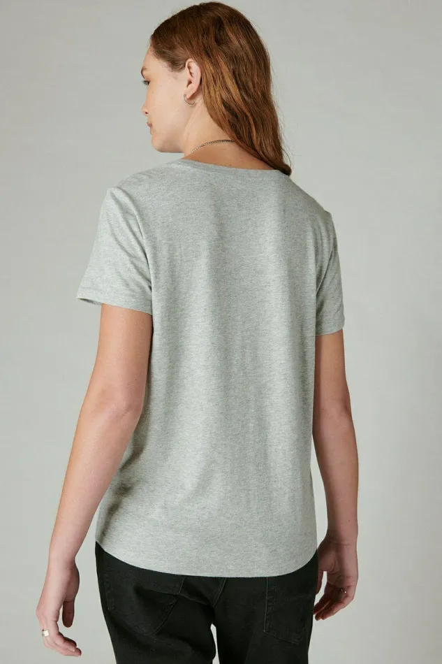 Lucky Brand All Tops Rolling Stones Animal Lips Light Heather Gray 8211 Women