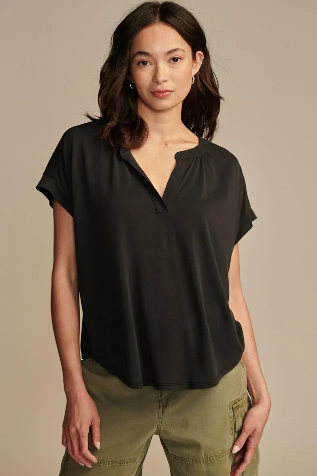 Lucky Brand All Tops Sandwash Notch Top Jet Black 8211 Women