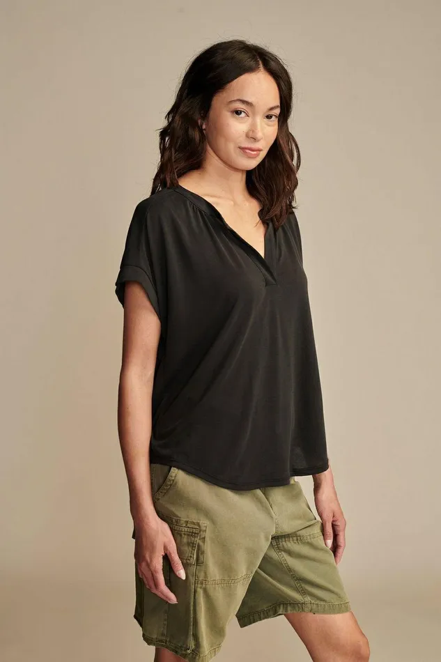 Lucky Brand All Tops Sandwash Notch Top Jet Black 8211 Women