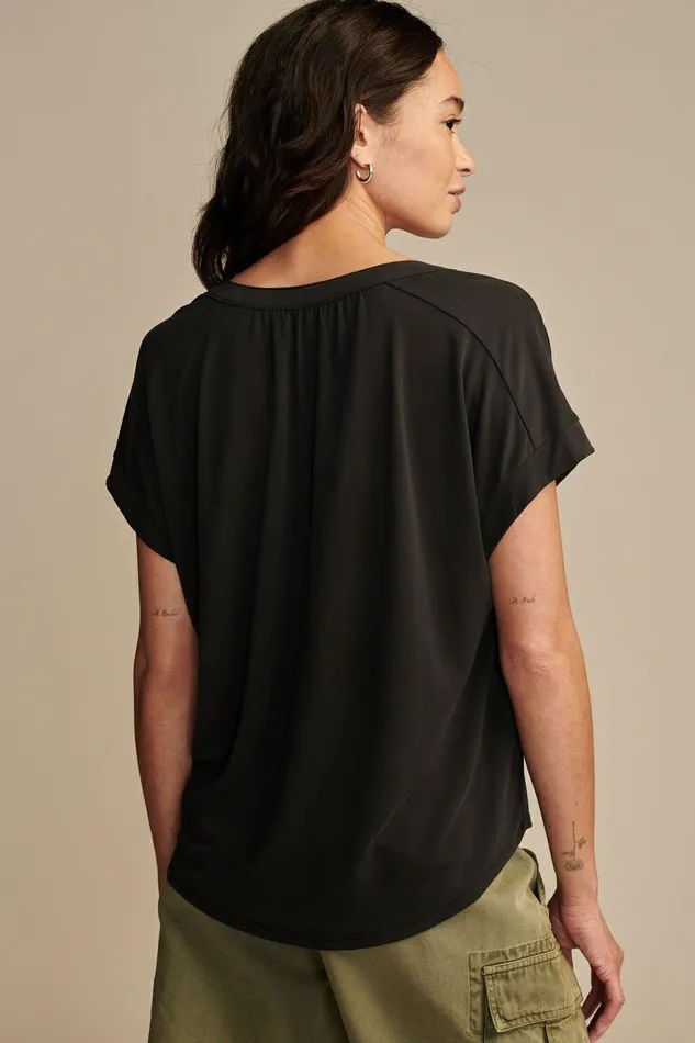 Lucky Brand All Tops Sandwash Notch Top Jet Black 8211 Women