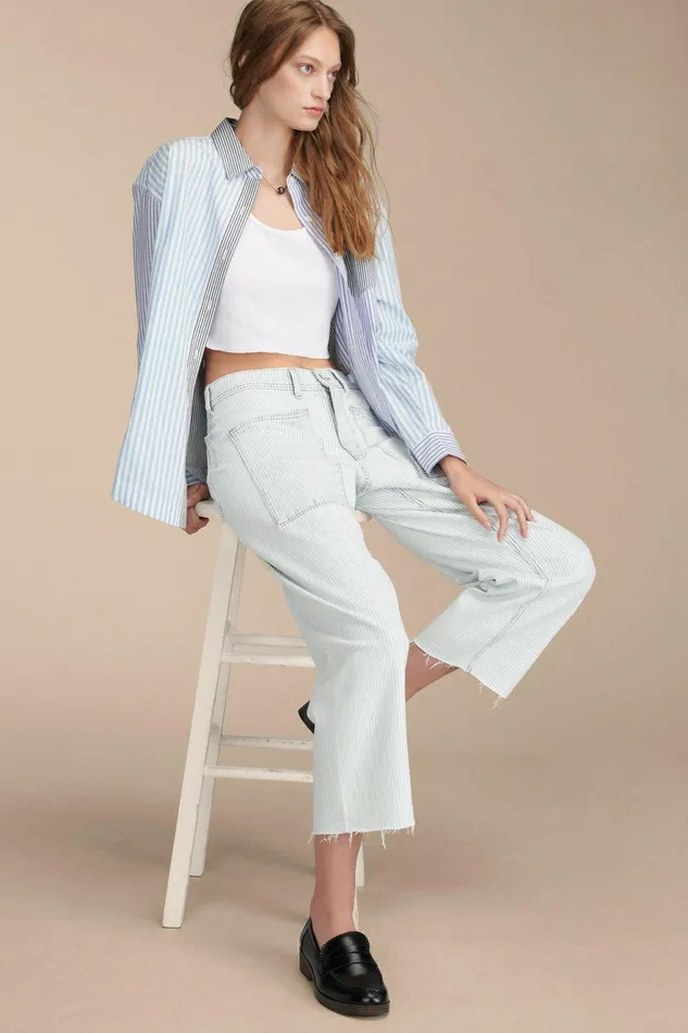 Lucky Brand Blouses Stripe Mix Boyfriend Prep Shirt Blue Stripe Mix 8211 Women