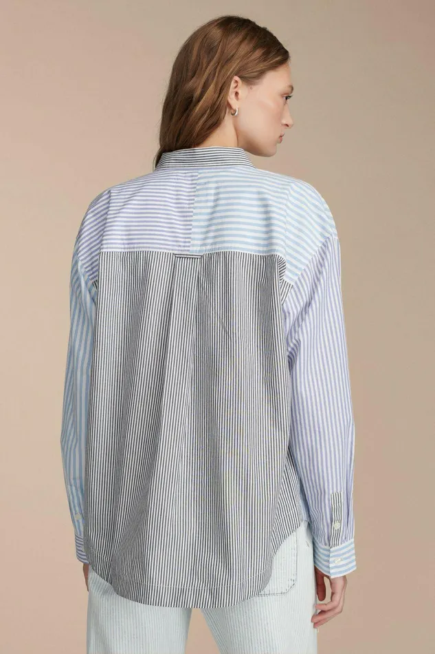 Lucky Brand Blouses Stripe Mix Boyfriend Prep Shirt Blue Stripe Mix 8211 Women
