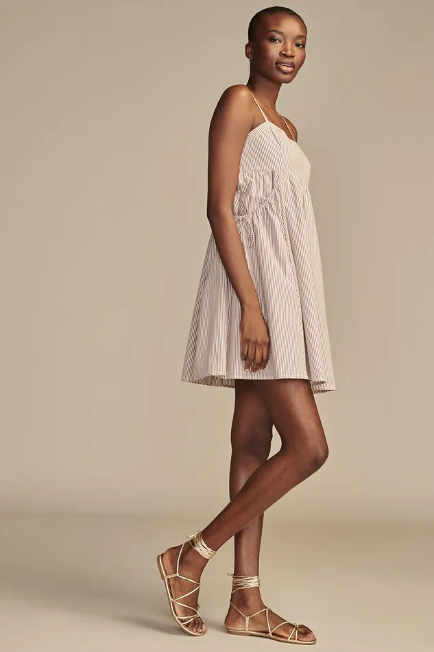 Lucky Brand Dresses Drawstring Pocket Mini Tank Dress Chocolate Stripe 8211 Women