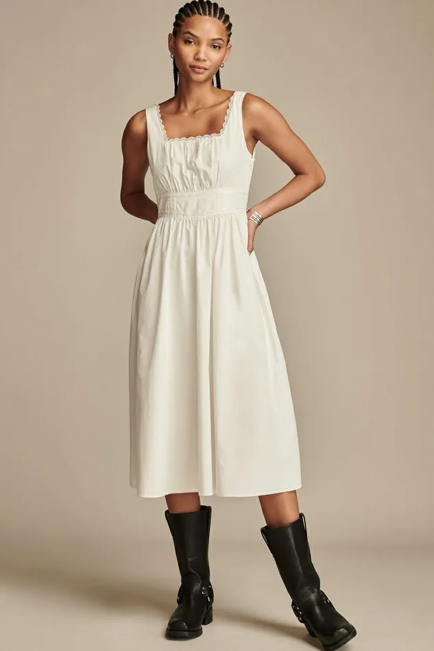 Lucky Brand Dresses Femme Midi Dress Bright White 8211 Women