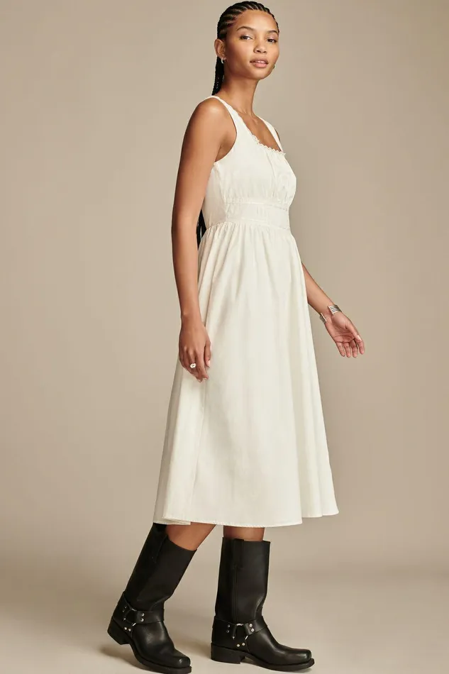 Lucky Brand Dresses Femme Midi Dress Bright White 8211 Women