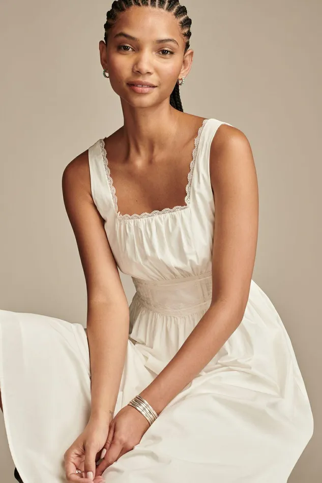 Lucky Brand Dresses Femme Midi Dress Bright White 8211 Women