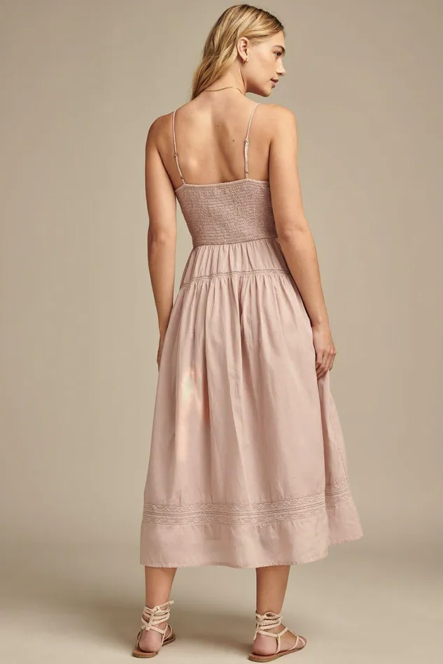 Lucky Brand Dresses Lace Trimmed Midi Dress Cloud Gray 8211 Women