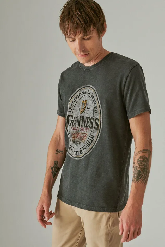 Lucky Brand Graphic Tees Guinness Oval Tee Jet Black 8211 Men
