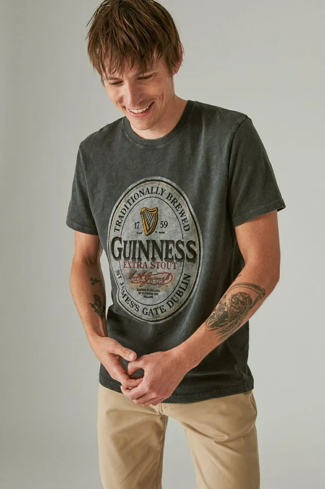 Lucky Brand Graphic Tees Guinness Oval Tee Jet Black 8211 Men