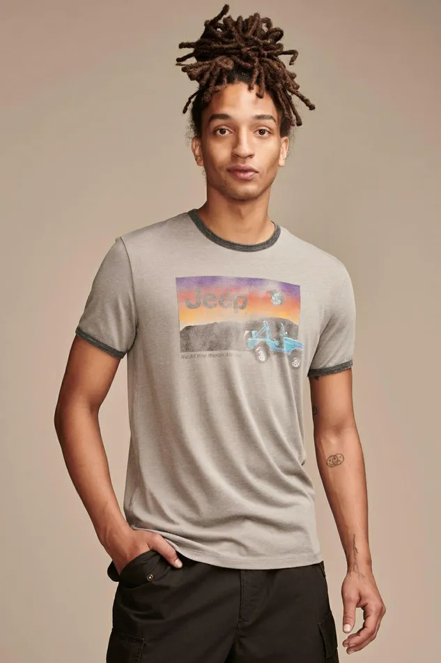 Lucky Brand Graphic Tees Jeep Sunset Frost Grey 8211 Men