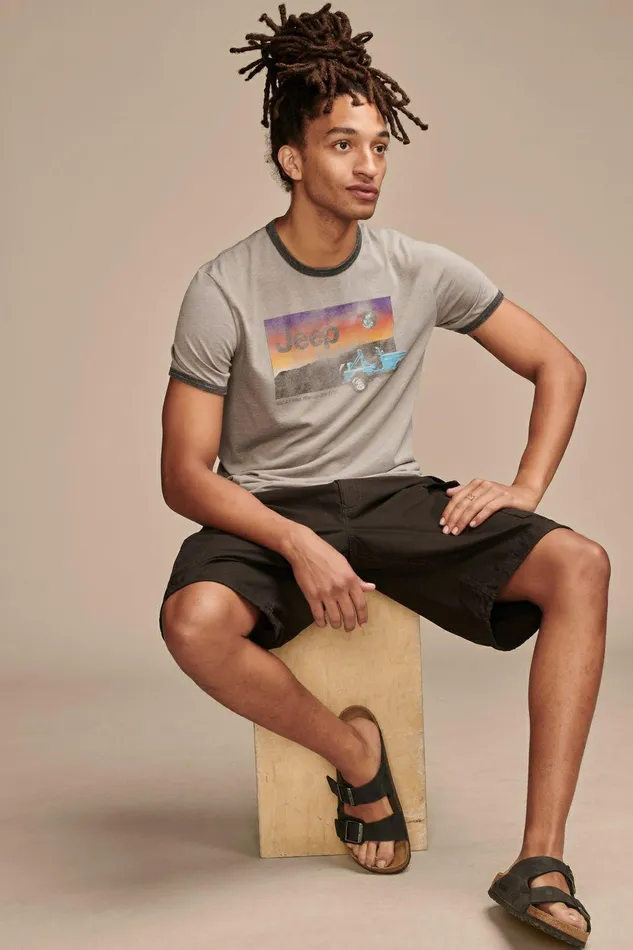 Lucky Brand Graphic Tees Jeep Sunset Frost Grey 8211 Men