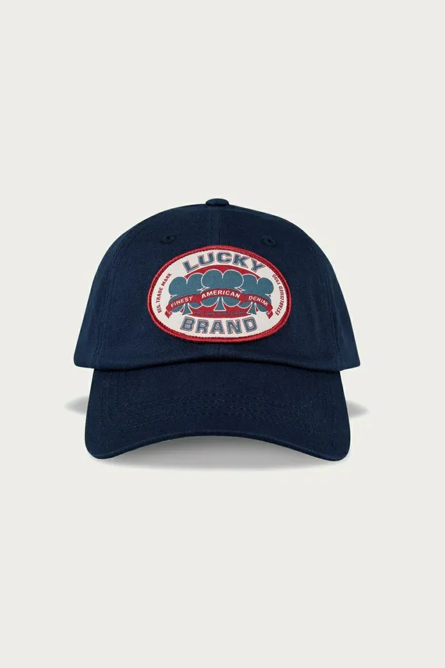 Lucky Brand Hats Oval Clover Patch Dad Hat Dark Blue 8211 WomenMen