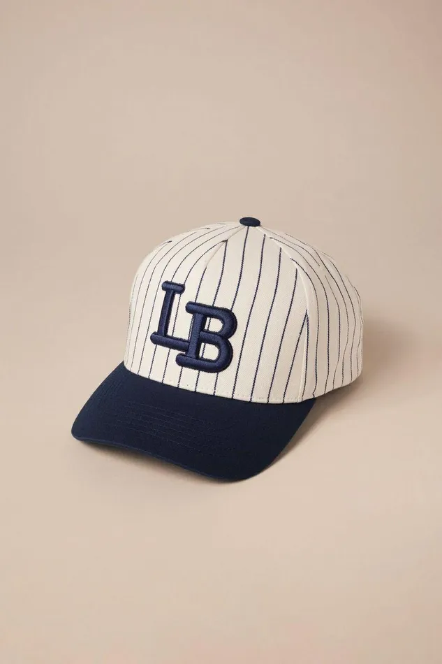 Lucky Brand Hats Pinstripe Logo Cap American Navy White 8211 WomenMen